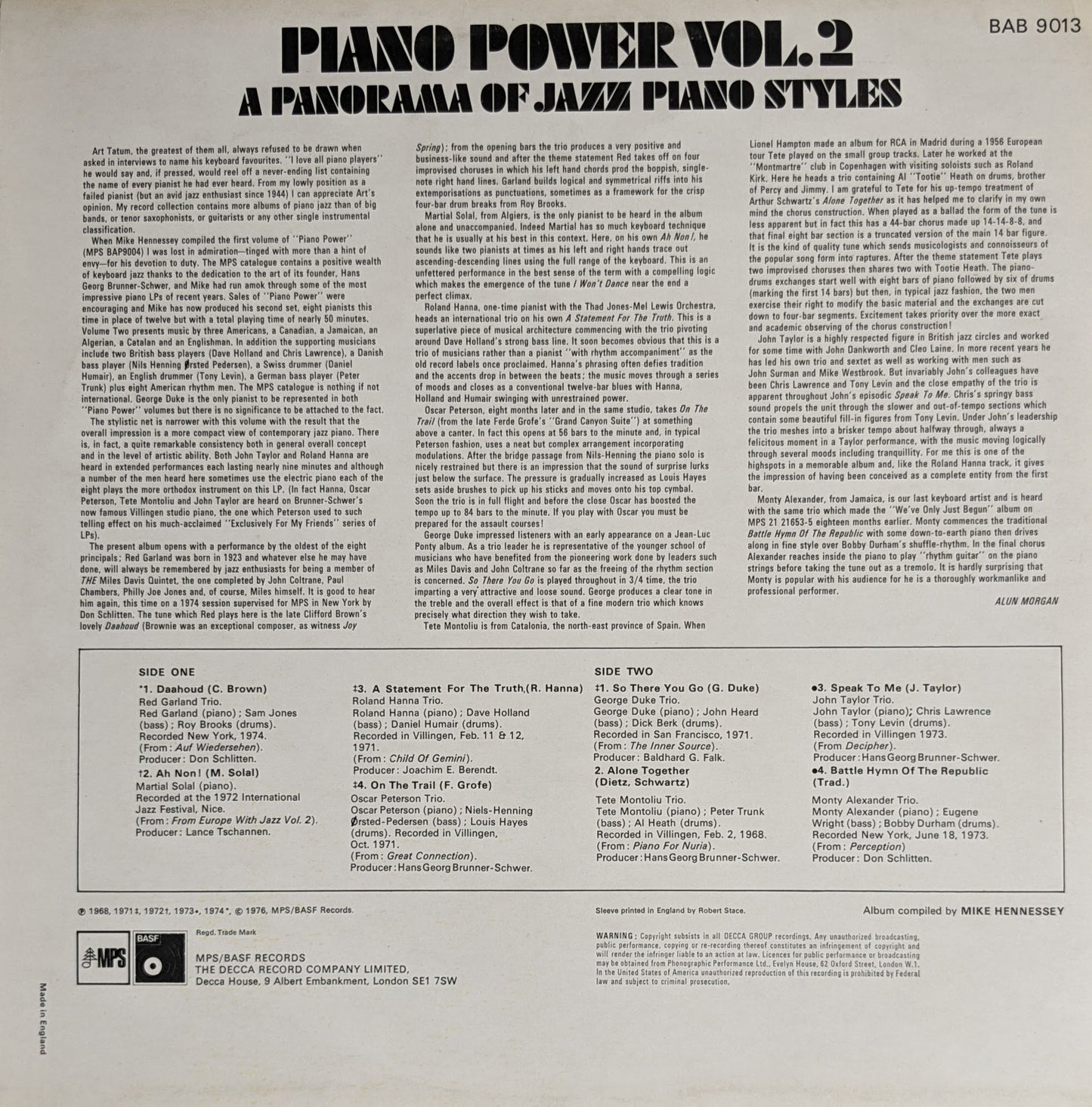 Various - Piano Power Vol.2 (A Panorama Of Jazz Piano Styles)